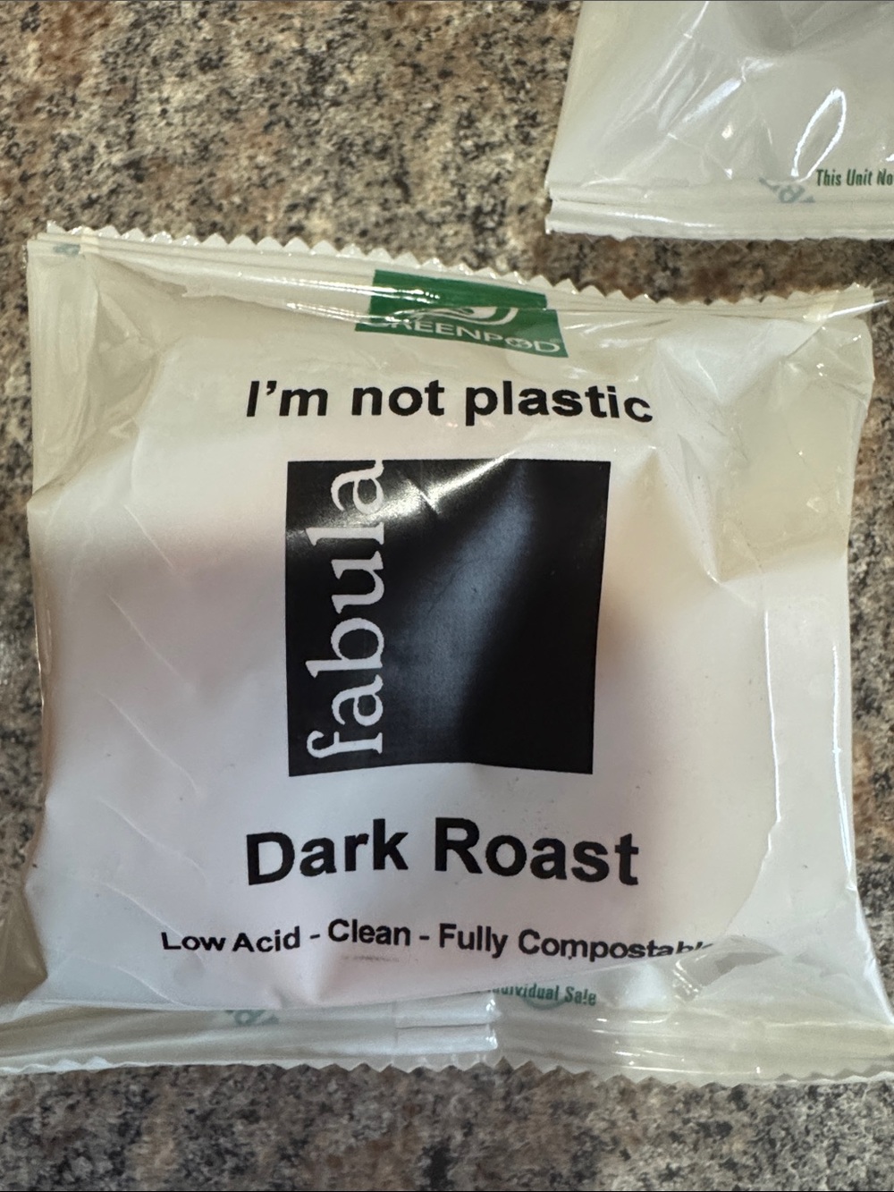 Fabula Dark Roast Compostable Coffee Pod -10 pods individually wrapped
